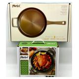 Parini Golden Oil Cast-Iron Skillet and 3 Qt. Enameled Cast Iron Dutch Oven Set - NIB