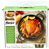 Parini Golden Oil Cast-Iron Skillet and 3 Qt. Enameled Cast Iron Dutch Oven Set - NIB