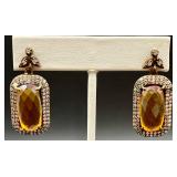 Sterling Silver and Amber Jewelry Set - Pendant Necklace, Earrings, Bracelet