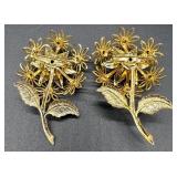 Collection of 10 Vintage Costume Brooches and Pins with Floral, Figural, and Gemstone Designs