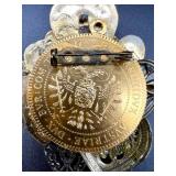 Collection of 10 Vintage Costume Brooches and Pins with Floral, Figural, and Gemstone Designs