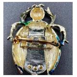 Collection of 10 Vintage Costume Brooches and Pins with Floral, Figural, and Gemstone Designs