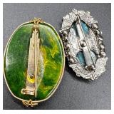 Collection of 10 Vintage Costume Brooches and Pins with Floral, Figural, and Gemstone Designs