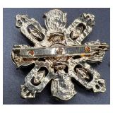 Collection of 10 Vintage Costume Brooches and Pins with Floral, Figural, and Gemstone Designs