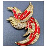 Collection of 10 Vintage Costume Brooches and Pins with Floral, Figural, and Gemstone Designs