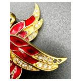 Collection of 10 Vintage Costume Brooches and Pins with Floral, Figural, and Gemstone Designs