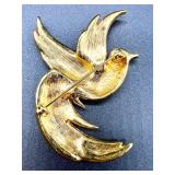 Collection of 10 Vintage Costume Brooches and Pins with Floral, Figural, and Gemstone Designs