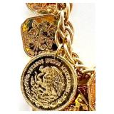 Vintage Coin Motif Jewelry Set with Necklace, Earrings, and Pendant