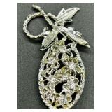 Set of 9 Vintage Rhinestone and Faux Pearl Brooch Pins
