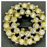 Set of 9 Vintage Rhinestone and Faux Pearl Brooch Pins