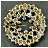 Set of 9 Vintage Rhinestone and Faux Pearl Brooch Pins