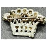 Set of 9 Vintage Rhinestone and Faux Pearl Brooch Pins