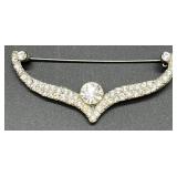 Set of 9 Vintage Rhinestone and Faux Pearl Brooch Pins