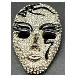 Set of 3 Decorative Costume Brooch Pins - Mask, Leaf, and Flower Designs