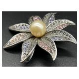 Set of 3 Decorative Costume Brooch Pins - Mask, Leaf, and Flower Designs