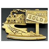 Set of 3 Realtor Brooch Pins including Edina Realty Rhinestone and Sold House Pins