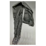 Set of 2 Collection XIIX Scarves Ivory and Black with Fringe and Beaded Detail