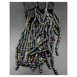 Set of 2 Collection XIIX Scarves Ivory and Black with Fringe and Beaded Detail