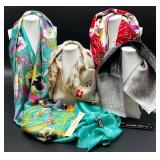 Set of 3 Silk Scarves with Floral and Ombre Designs by Ellen Tracy, Anne Klein and more
