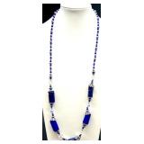 Set of 3 Beaded Necklaces - Blue Seed Beads, Lapis Blue & Stone Chips