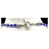 Set of 3 Beaded Necklaces - Blue Seed Beads, Lapis Blue & Stone Chips