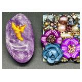 Victorian Enameled Heart Pendant, Amethyst Jewelry, and Brooch Collection