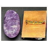 Victorian Enameled Heart Pendant, Amethyst Jewelry, and Brooch Collection