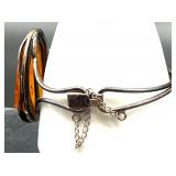 Vintage Sterling Silver Amber Jewelry Set - Bracelet, Earrings, and Pendants