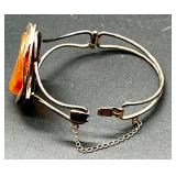 Vintage Sterling Silver Amber Jewelry Set - Bracelet, Earrings, and Pendants