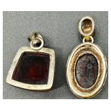 Vintage Sterling Silver Amber Jewelry Set - Bracelet, Earrings, and Pendants