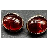 Vintage Sterling Silver Amber Jewelry Set - Bracelet, Earrings, and Pendants