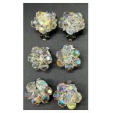 Vintage Rhinestone Jewelry Set with Clip-On Earrings, Necklaces, and Bracelet