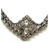 Vintage Rhinestone Jewelry Set with Clip-On Earrings, Necklaces, and Bracelet