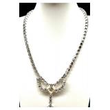 Vintage Rhinestone Jewelry Set with Clip-On Earrings, Necklaces, and Bracelet