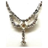 Vintage Rhinestone Jewelry Set with Clip-On Earrings, Necklaces, and Bracelet