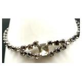 Vintage Rhinestone Jewelry Set with Clip-On Earrings, Necklaces, and Bracelet