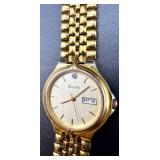 Bulova Quartz Gold-Tone Wristwatch with Day-Date Display