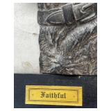 Vintage 3D Tin on Wood Framed German Shepherd Relief Art Plaque 