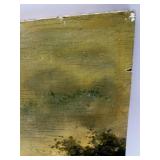 Signed Oil Painting on Wood Board Rural Cottage Landscape