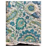 Roll of Covington Upholstery Fabric with Blue and Green Paisley Floral Pattern