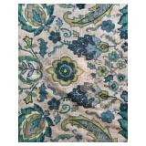Roll of Covington Upholstery Fabric with Blue and Green Paisley Floral Pattern