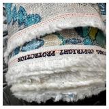 Roll of Covington Upholstery Fabric with Blue and Green Paisley Floral Pattern