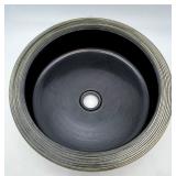 Artisan Ceramic Vessel Sink 16 Inch Round Textured Black and Beige - NIB