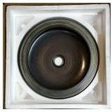 Artisan Ceramic Vessel Sink 16 Inch Round Textured Black and Beige - NIB