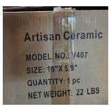 Artisan Ceramic Vessel Sink 16 Inch Round Textured Black and Beige - NIB