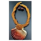 Collection of Assorted Costume Jewelry Necklaces and Earrings with Shell and Abalone Accents