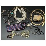 Collection of Vintage and Modern Fashion Belts and Necklaces