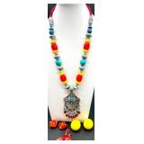 Vintage Costume Jewelry Collection: Beaded Necklaces, Brooches, and Clip-On and Pierced Earrings. Featuring Betsy Johnson Necklace