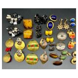 Collection of Vintage and Statement Clip-On Earrings Assorted Styles and Materials