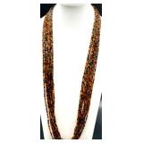 Beaded Jewelry Set with Multistrand Necklaces, Bracelets and Clip-On Earrings
